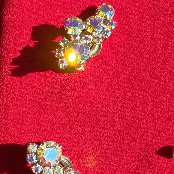 Vintage Aurora Borealis Choker Necklace & Earrings set - Picture 2 of 14